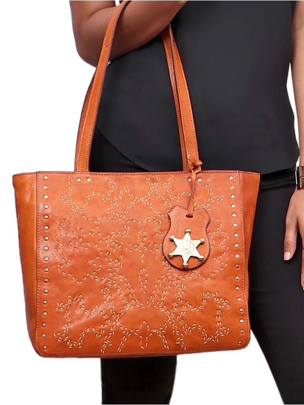 Hidesign Wild Rose 03 Genuine Orange Leather Tote Bag Shoulder Purse